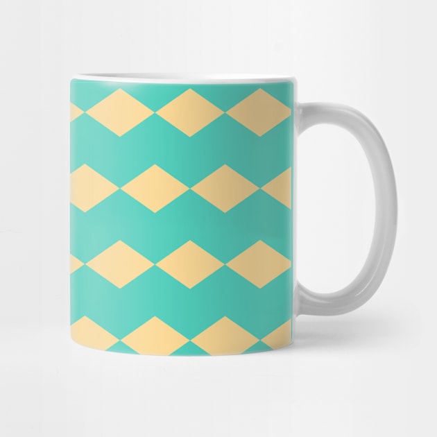 Pattern Yellow Blue, Green and Turquoise geometric Shapes Art by basselelkadi